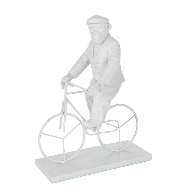 Bílá dekorativní soška opice na kole Monkey Bike - 25*13*33 cm J-Line by Jolipa