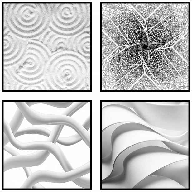 Čtvercové černobílé plakáty sada 4x 30x30 cm