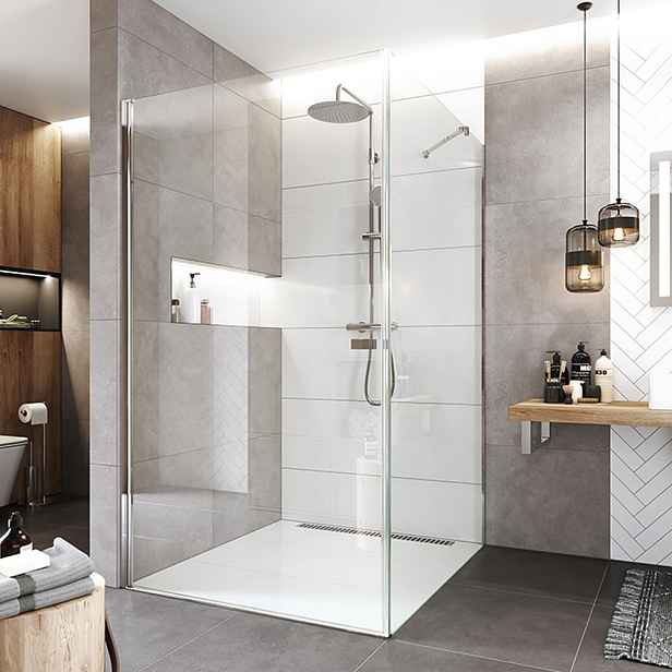 Dveře sprchové + boční stěna Mereo Novea CK11913Z 800×800 mm chrom/čiré sklo