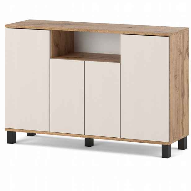 Komoda 120 CM Wotan Kaszmir 4 Dvířka Moderní Rtv Skříňka Do Obývacího Pokoje Ložnice