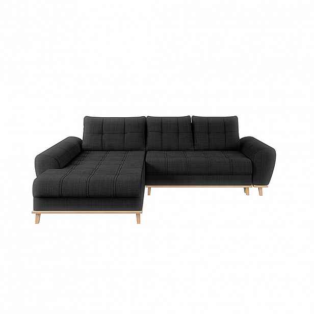 luma-home ROHOVÁ POHOVKA ve skandinávském stylu, rozkládací, 268 × 175 × 86 cm (Š×H×V), otoman vlevo, bouclé-chenille látka v antracitové barvě / 2101