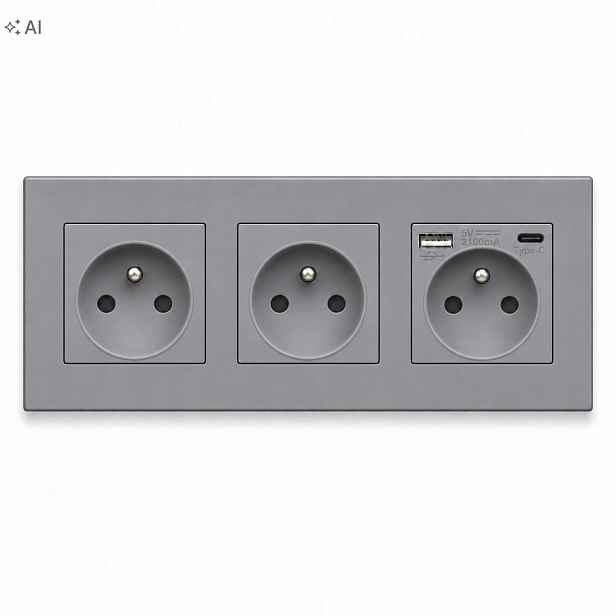 Trojitá Zásuvka 228 mm 16 A Usb A-c Kontakt Plastová 3.1 A Quick Charge