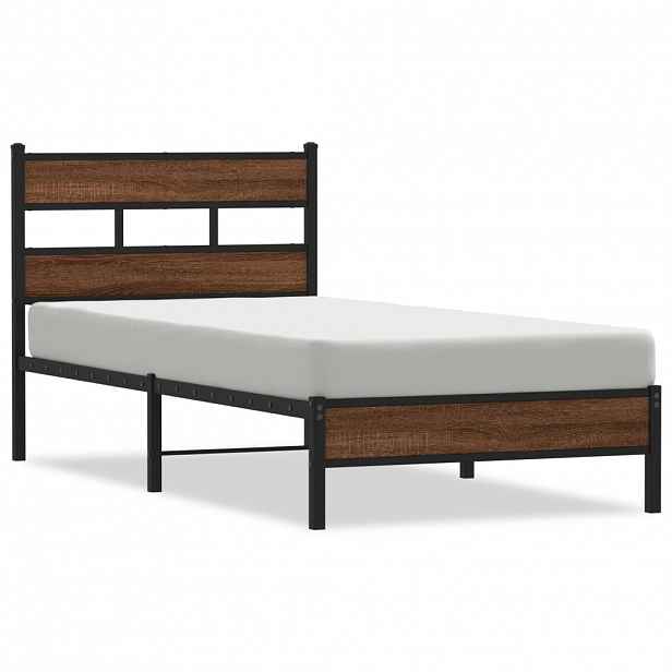 vidaXL Rám postele bez matrace hnědý dub 90 x 190 cm kompozitní dřevo