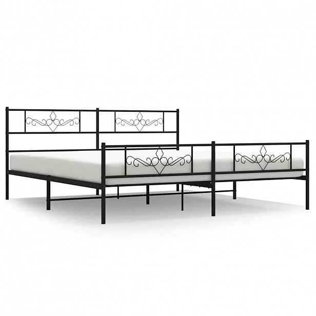 vidaXL Kovový rám postele s hlavovým a nožním čelem černý 183 x 213 cm