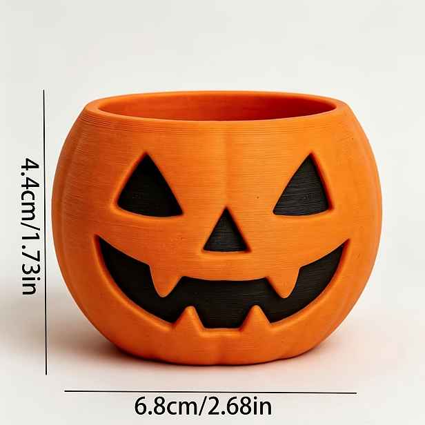 TEMU Pro Halloween strašidelná dýňová miska na cukroví, 3D tištěný držák na svačinu ve tvaru dýně, nádoba na cukroví pro a dárky, stolní ozdoba pro