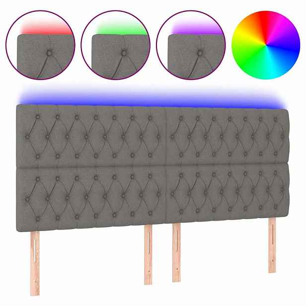 vidaXL Čelo postele s LED tmavě šedé 180x7x118/128 cm textil