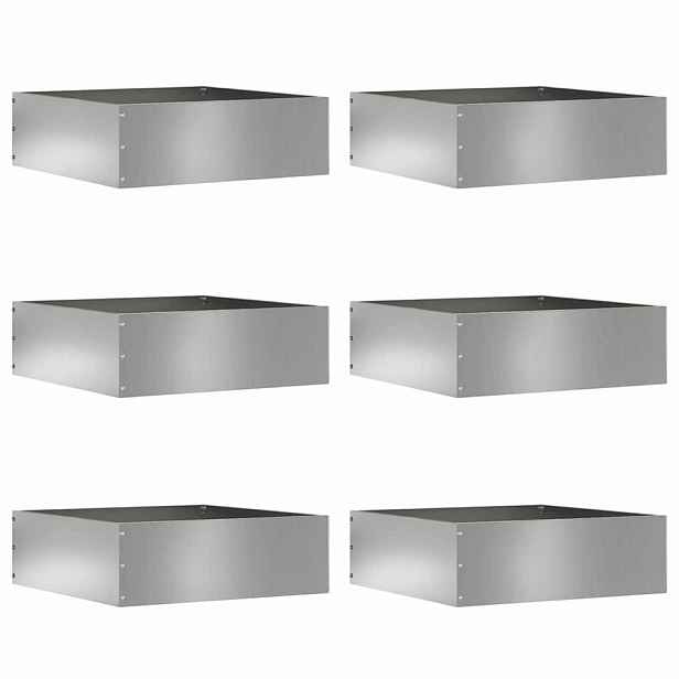 vidaXL Okraj trávníku 6 ks 40 x 40 x 13 cm Pozinkovaná ocel Stříbrná