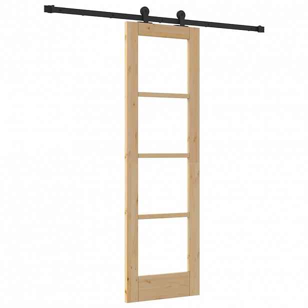 vidaXL Posuvné dveře ORKDAL 61 x 198,5 cm Masivní borové dřevo a sklo