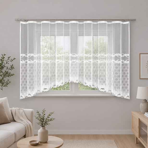 Dekorační žakárová záclona s řasící páskou MICHAELA 150 bílá 400x150 cm MyBestHome