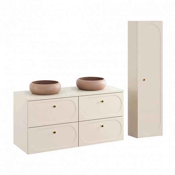 Petits-meubles KOUPELNOVÝ NÁBYTEK 120.6cm Sanae 2er-Set Pískově béžová