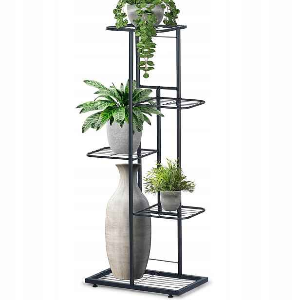 Držák Na Květináč kovový černý 5-úrovňový 96 cm
