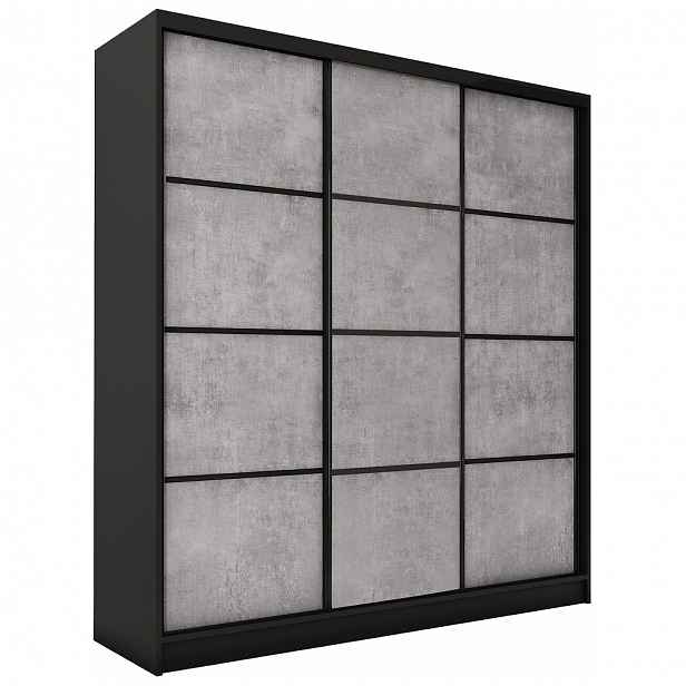 Šatní skříň HARAZIA 150 bez zrcadla, černý mat/beton