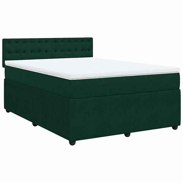 vidaXL Box spring postel s matrací tmavě zelená 160x200 cm samet