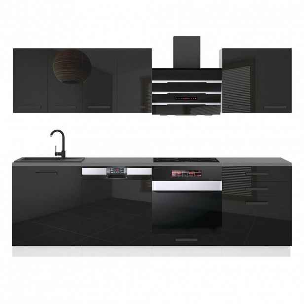 B BELINI GROUP KUCHYŇSKÁ LINKA Susan 240 cm, s pracovními deskami, Černá lesklá