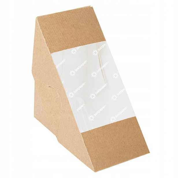 Kartonové balení s papírovým okénkem na sendviče 12,4 x 12,4 x 7,5 cm 50