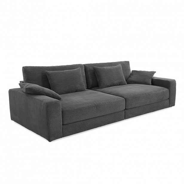 luma-home BIG-SOFA s pružinovým jádrem, Š290/H135/V90 cm, extra hluboká, ležecká plocha 122×240 cm, kord tmavě šedý / 15249