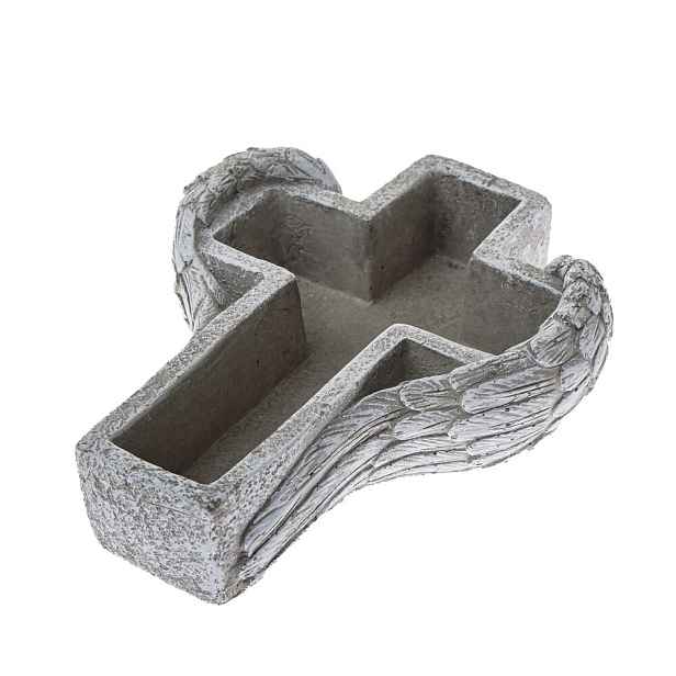 Pietní dekorace Betonový květináč Kříž, 21,5 x 6,5 x 17,5 cm