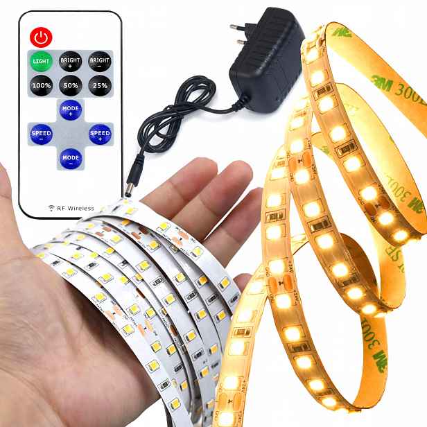 Set Led pásek 3000K Bílý Teplý 5 m 3440lm Napájecí Zdroj+ Dálkový Ovladač+ Ovladač