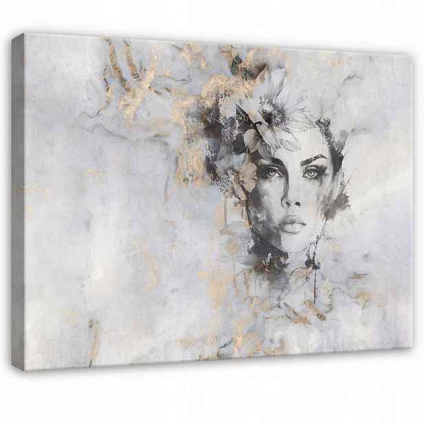 Wallarena OBRAZ na plátně Žena betonově béžová 120x80 cm