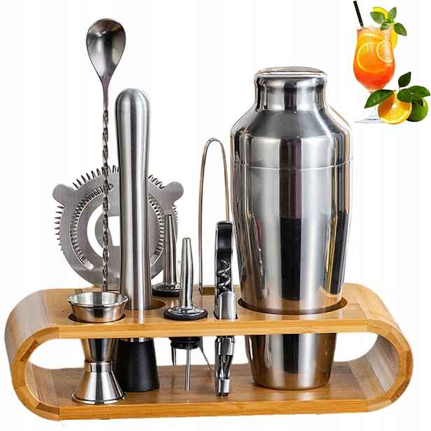 Barmanský Set 10v1 Shaker Na Koktejlové Nápoje 750ml Stojan Dárek Bedee