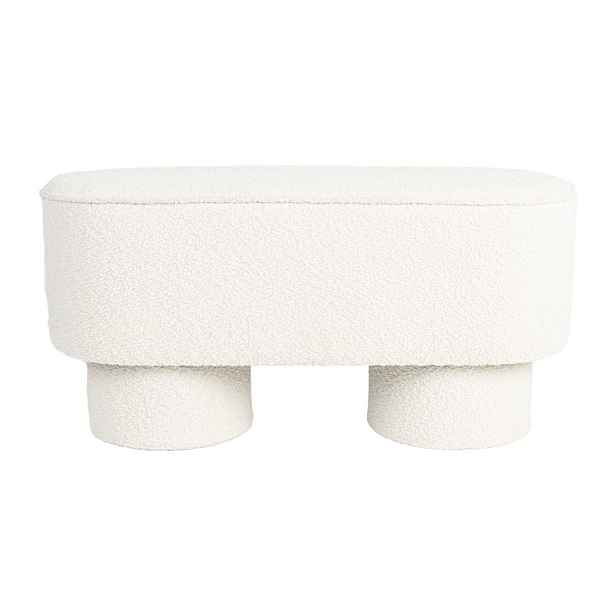 Bílá lavice z textilie bouclé Marcos – White Label