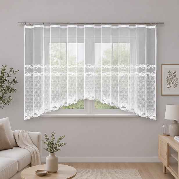 Dekorační žakárová záclona s řasící páskou MICHAELA 160 bílá 400x160 cm MyBestHome