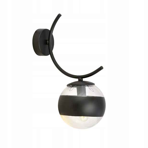 Emibig Boston 1xE14 10W nástěnná lampa černá/ Průhledný kov/ Sklo Emibig