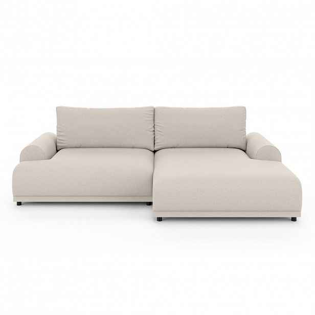 luma-home ROHOVÁ POHOVKA s funkcí rozkládání, úložný prostor, extra široký otoman vpravo, Š240/H145/V81 cm, strukturovaná látka béžová / 21031