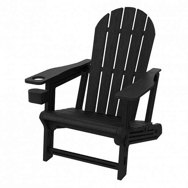 ML-DESIGN ADIRONDACK LEŽÁK s držákem na nápoje, černý, z plastu