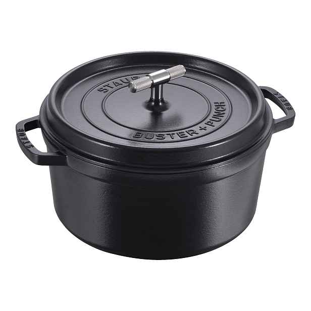 Staub Litinový hrnec s poklicí La Cocotte Buster + Punch, Ø 28 cm / 6,7 l, černá 1029896