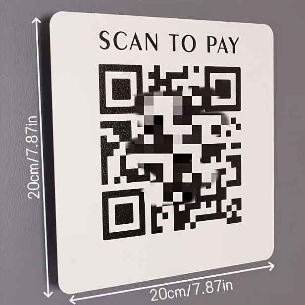 TEMU 2D plochý - [2D plochý] Přizpůsobitelná 2D QR kódová platební tabulka - Čtvercový akrylový materiál - Vhodné pro restaurace, kanceláře,