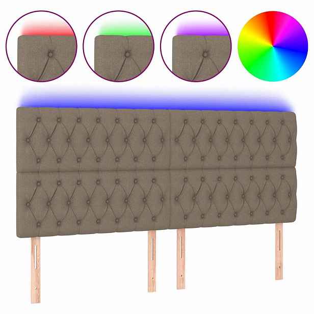 vidaXL Čelo postele s LED taupe 180x7x118/128 cm textil