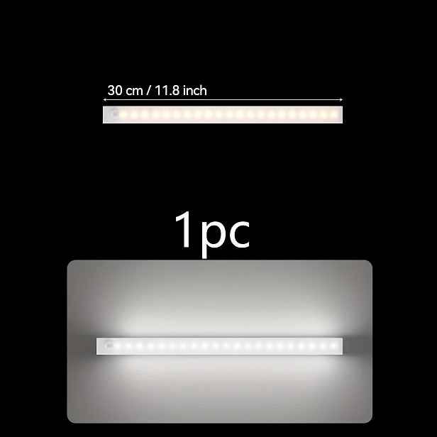 TEMU USB dobíjecí LED noční světlo s pohybovým senzorem - automatické zapnutí, pro pod linku, do kuchyně, skříně atd. - teplé světlo/bílé světlo