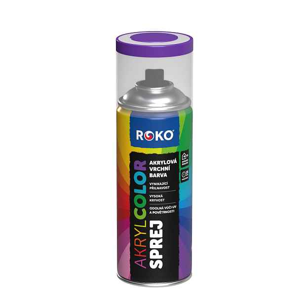 Barva akrylová vrchní Roko AKRYCOLOR Sprej modrofialová, 400 ml