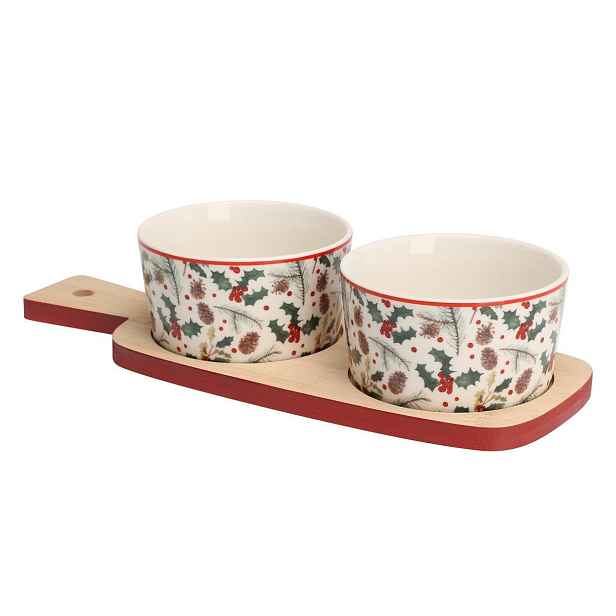 Koopman Sada 2 ks porcelánových misek s podnosem PORCELO vícebarevná