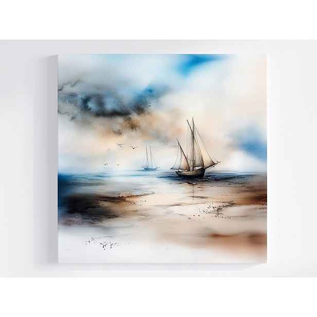 Obraz Na Plátně Canvas Krajina Voda Moře Lodě Plachetnice Mewy Mlha 60x60