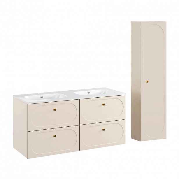Petits-meubles KOUPELNOVÝ NÁBYTEK 120.4cm Sanae 2er-Set Pískově béžová