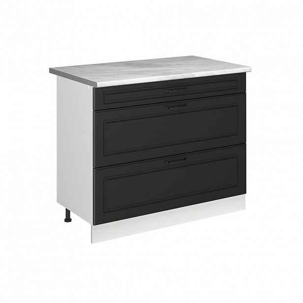 Vicco SPODNÍ SKŘÍŇKA KUCHYŇSKÉ LINKY R-Line, Antracitový venkovský dům/Bílá, 100 cm pracovná doska Mramor