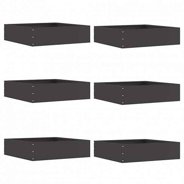 vidaXL Okraj trávníku 6 ks 50 x 50 x 13 cm Ocel Černá