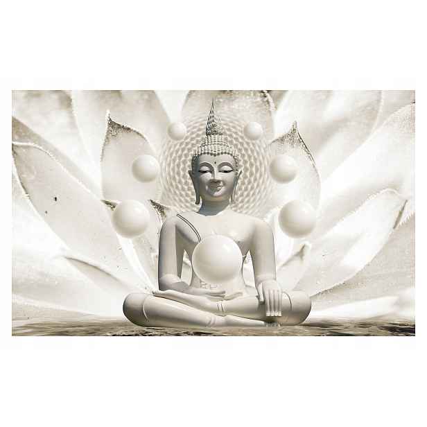 Vliesová fototapeta Bílý Buddha v Lotosu Klid 368x254 lepidlo