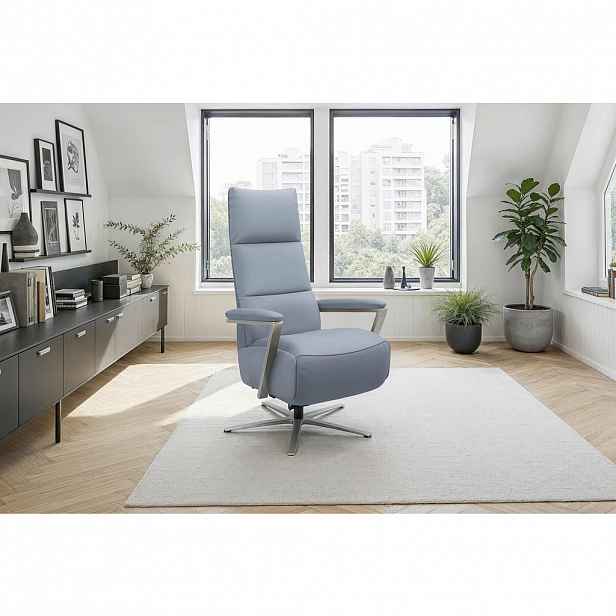 Sit & More RELAXAČNÍ KŘESLO, kůže, šedomodrá