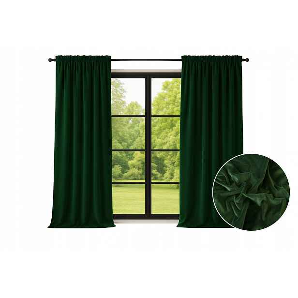 2x Závěs Záclona Lahvově Zelená Barva Silná 210x250 cm elegantní měkký obývací pokoj