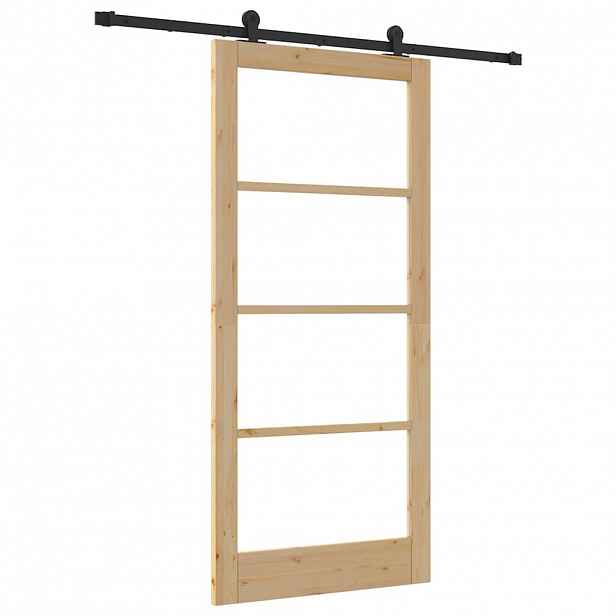 vidaXL Posuvné dveře ORKDAL 93 x 202 cm Masivní borové dřevo a sklo