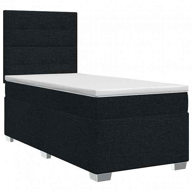 vidaXL Postel boxspring s matrací Černá 90 x 200 cm Textil