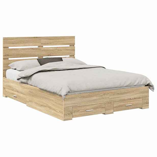 vidaXL Rám postele s čelo Sonoma dub 150 x 200 cm Kompozitní dřevo