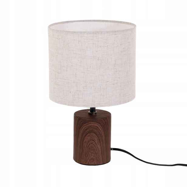Kovová Stolní Lampa S Látkovým Stínidlem, 18 X 29,5 CM, Hnědá