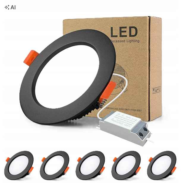 Led světlomety zapuštěné černé 7W 3000K IP44 5 ks Bagzy