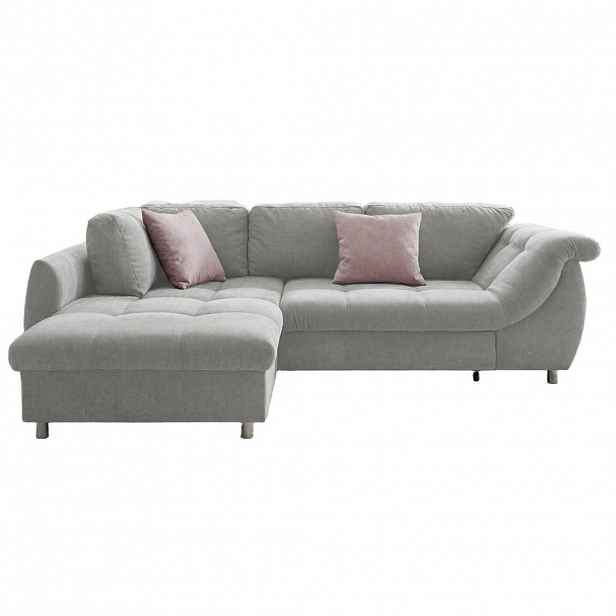 luma-home ROHOVÁ POHOVKA s funkcí rozkládání, vlnovým pružinovým jádrem, otomanem vlevo, 250 × 190 × 84 cm (Š×H×V), mikrovlákno šedé / 17004