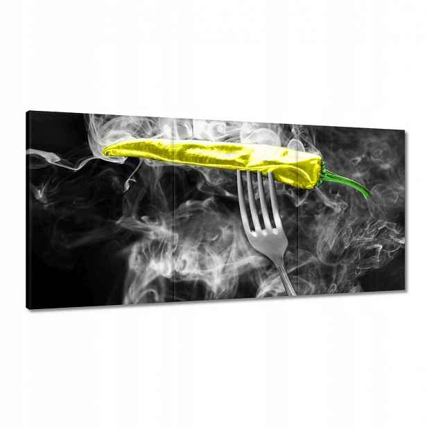 Obrazy 180x90 Žlutá paprika na vidličce