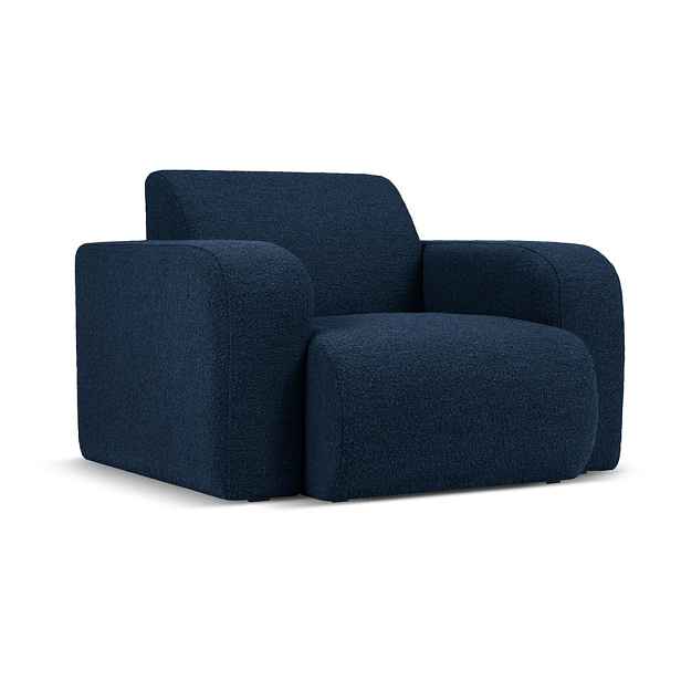 Tmavě modré křeslo z textilie bouclé Molino – Micadoni Home